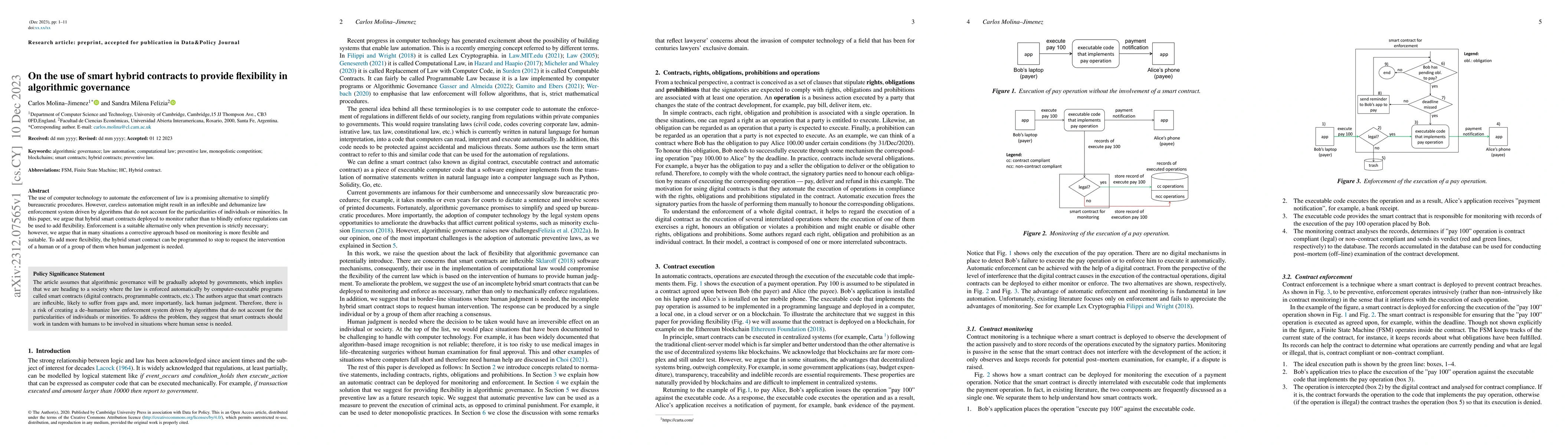 Thumbnail for On the Use of Smart Hybrid Contracts to Provide Flexibility in
  Algorithmic Governance