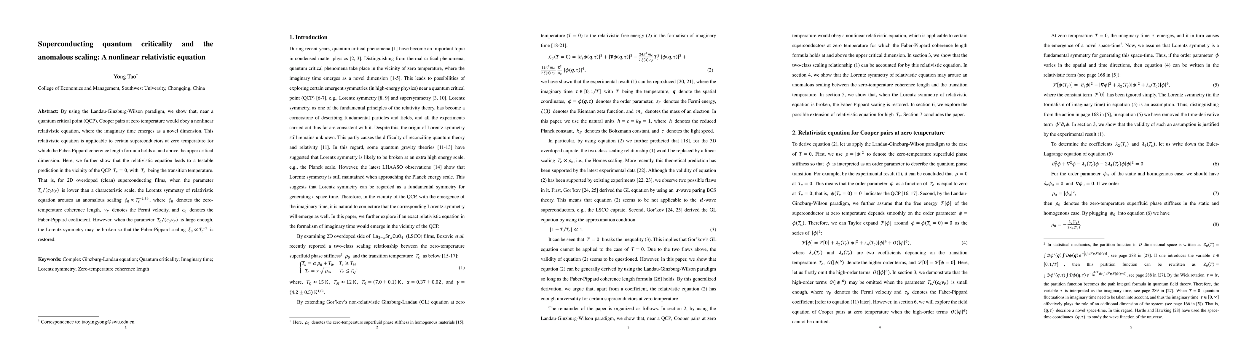 Thumbnail for Superconducting quantum criticality and the anomalous scaling: A
  nonlinear relativistic equation