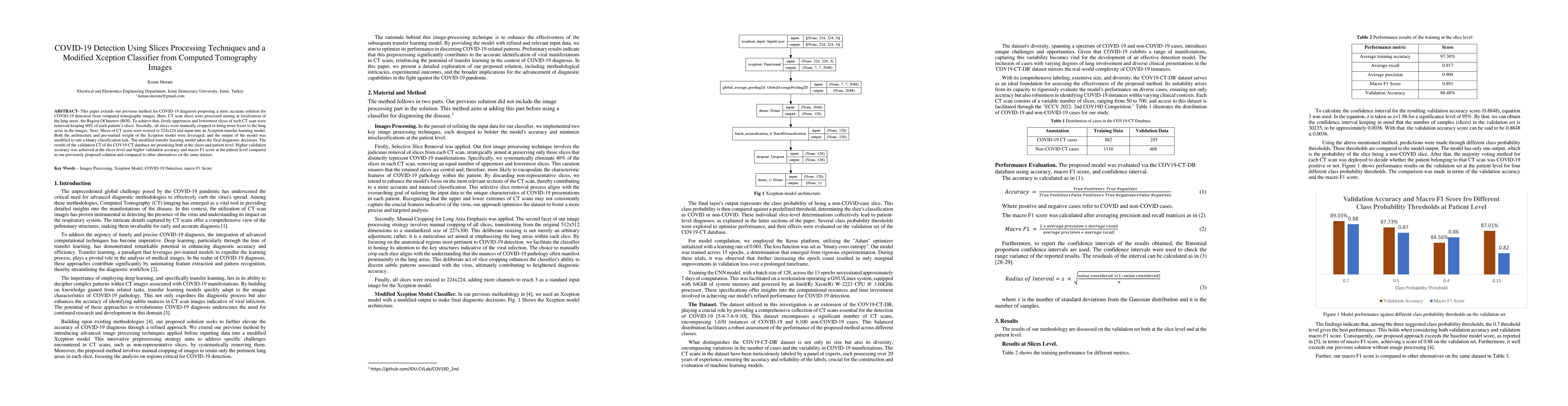 Thumbnail for COVID-19 Detection Using Slices Processing Techniques and a Modified
  Xception Classifier from Computed Tomography Images