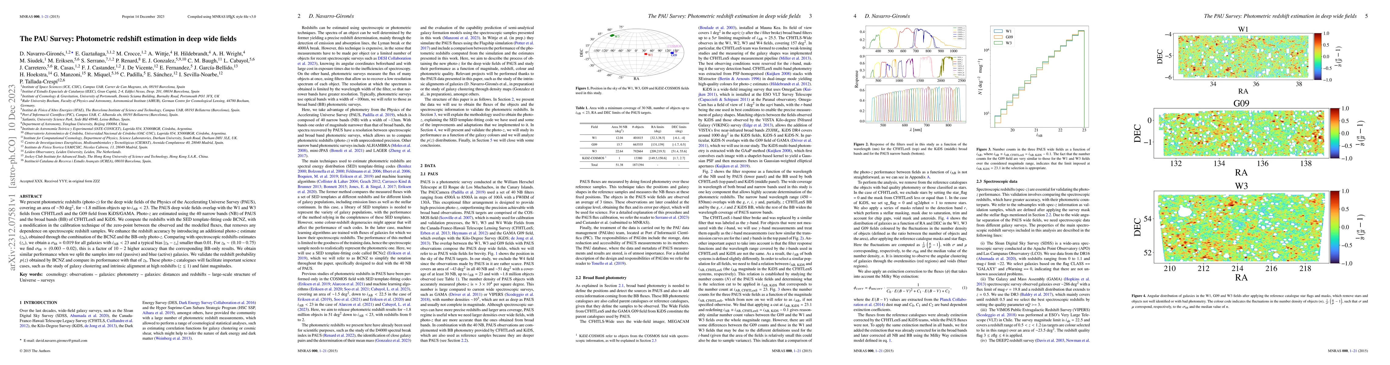 Thumbnail for The PAU Survey: Photometric redshift estimation in deep wide fields