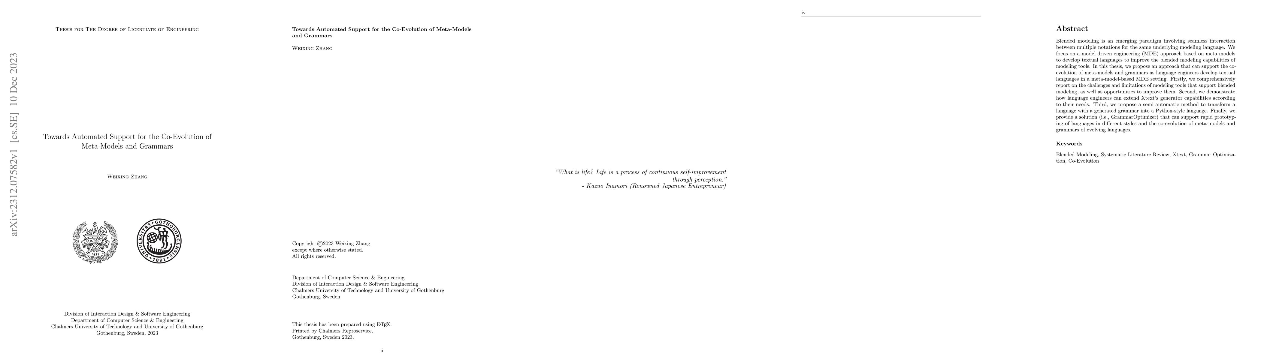 Thumbnail for Towards Automated Support for the Co-Evolution of Meta-Models and
  Grammars