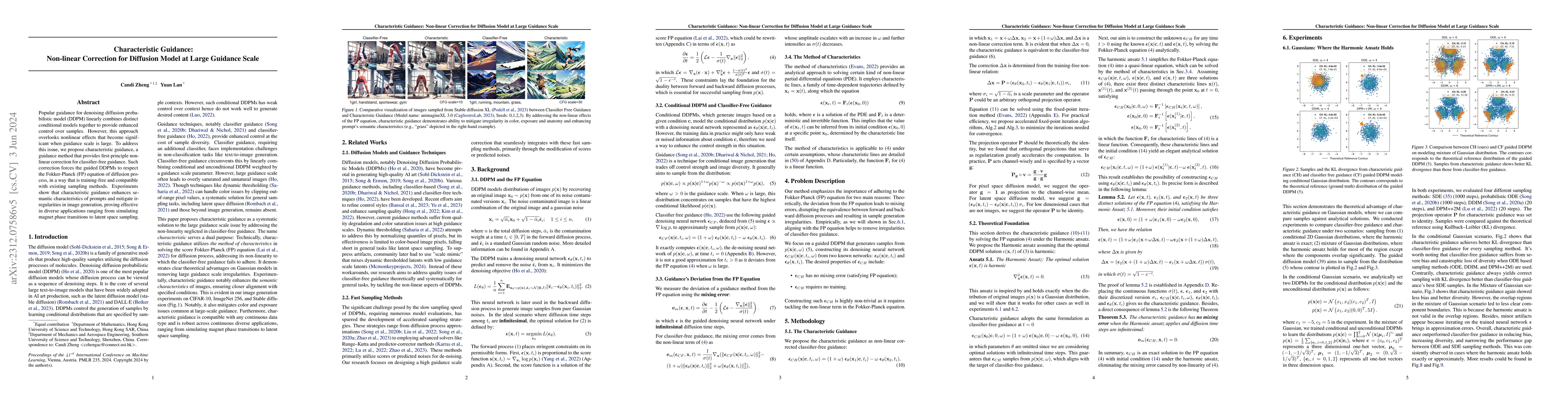 Thumbnail for Characteristic Guidance: Non-linear Correction for Diffusion Model at
  Large Guidance Scale