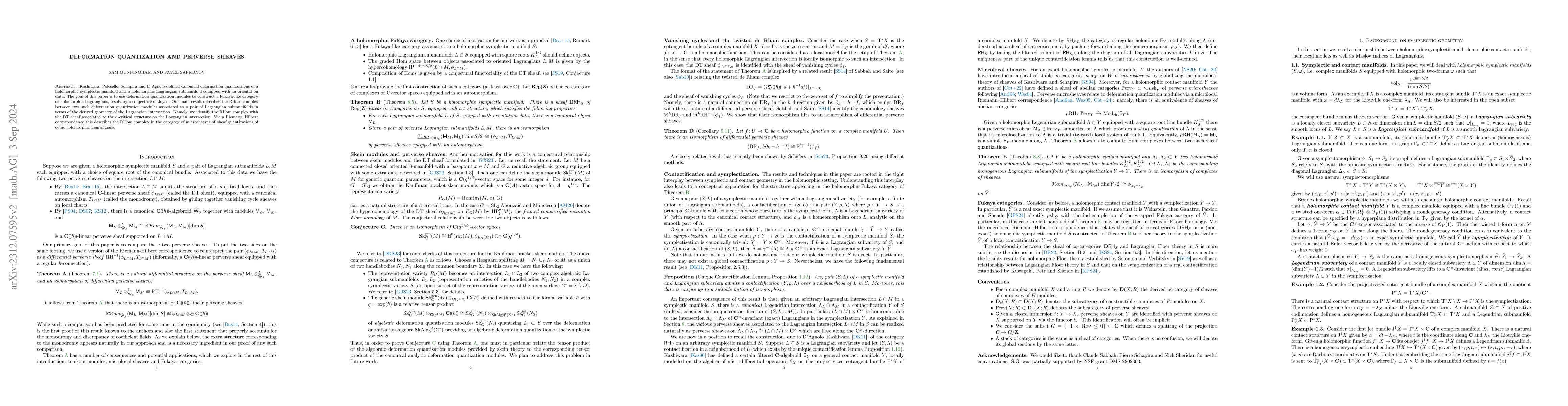 Thumbnail for Deformation quantization and perverse sheaves