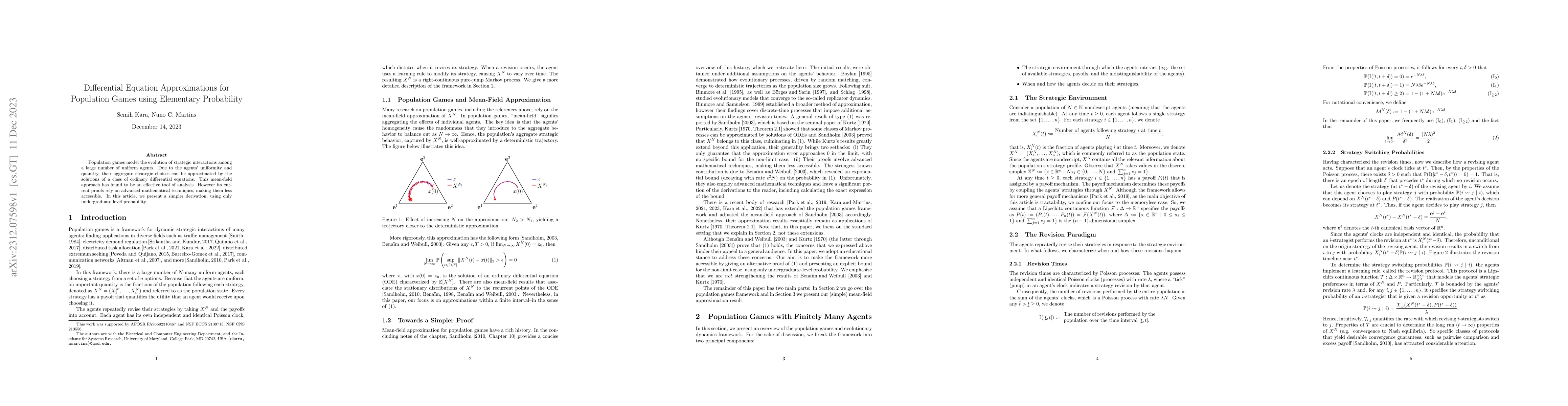 Thumbnail for Differential Equation Approximations for Population Games using
  Elementary Probability