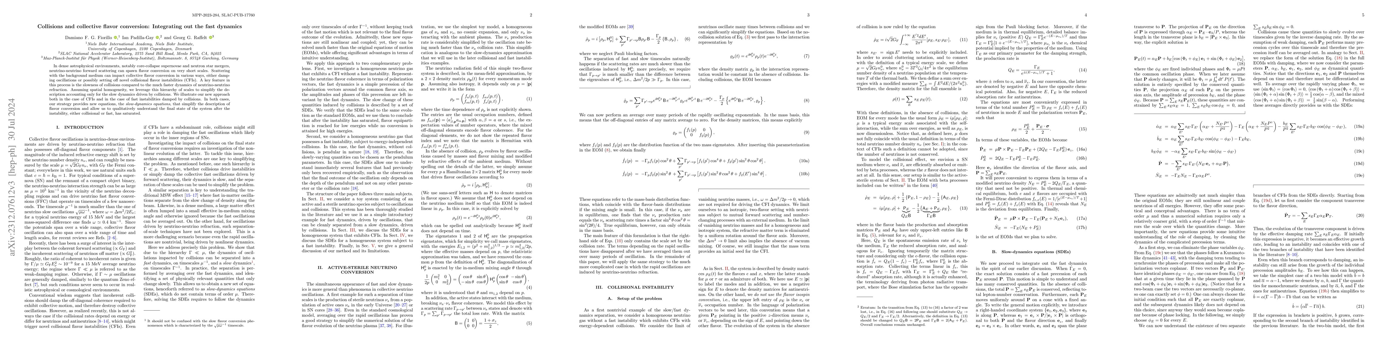 Thumbnail for Collisions and collective flavor conversion: Integrating out the fast
  dynamics