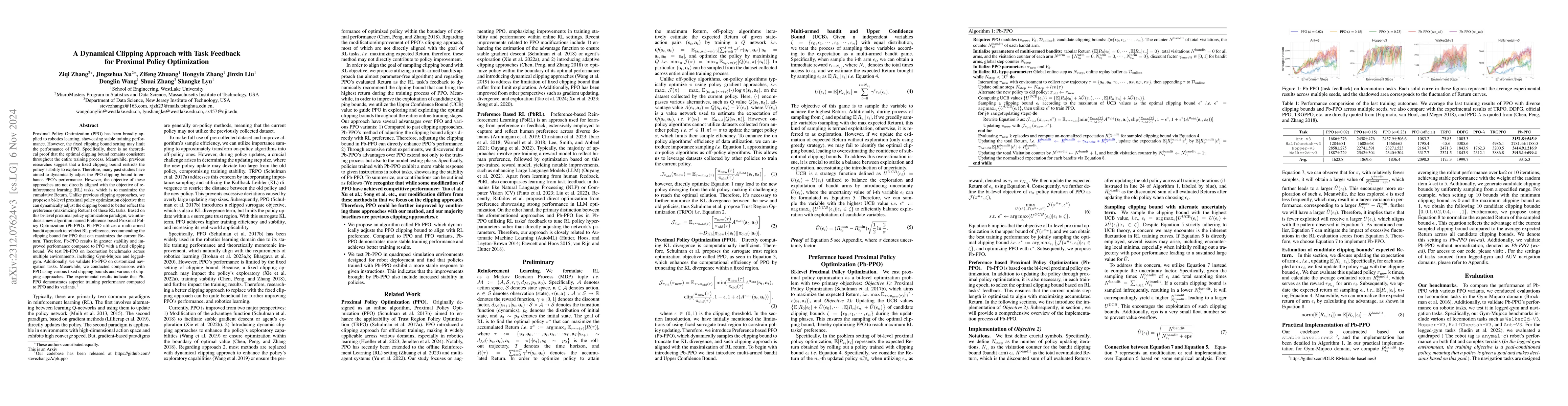 Thumbnail for A dynamical clipping approach with task feedback for Proximal Policy
  Optimization