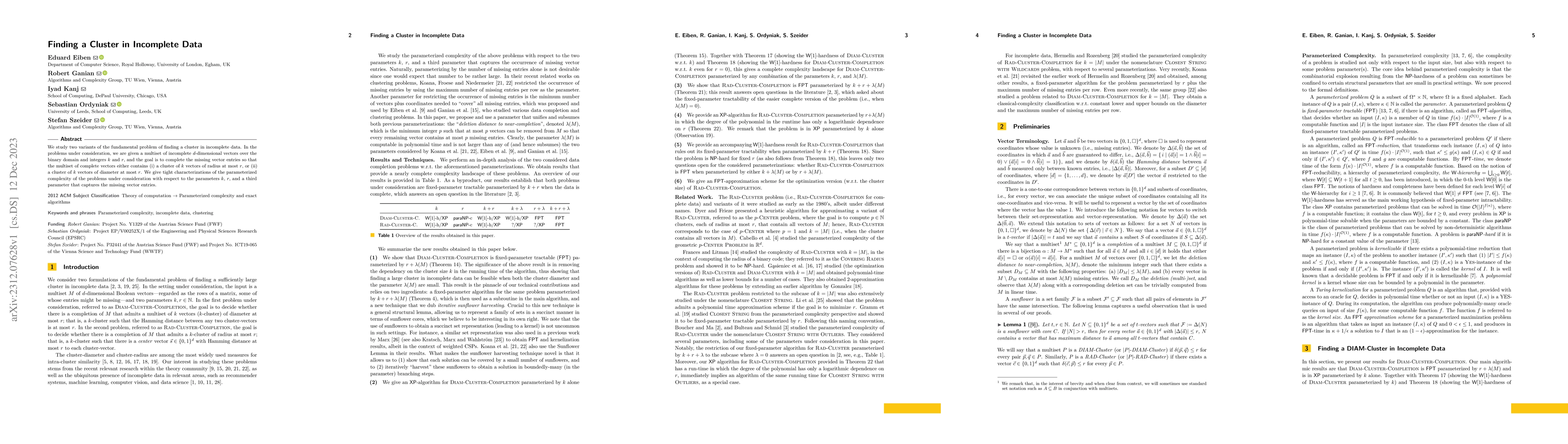 Thumbnail for Finding a Cluster in Incomplete Data