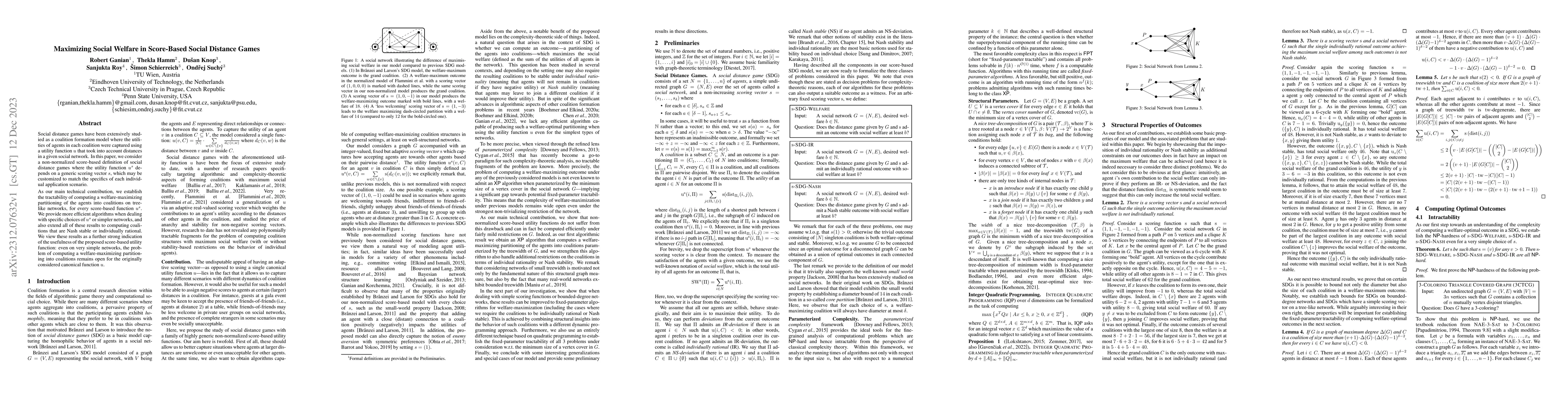 Thumbnail for Maximizing Social Welfare in Score-Based Social Distance Games