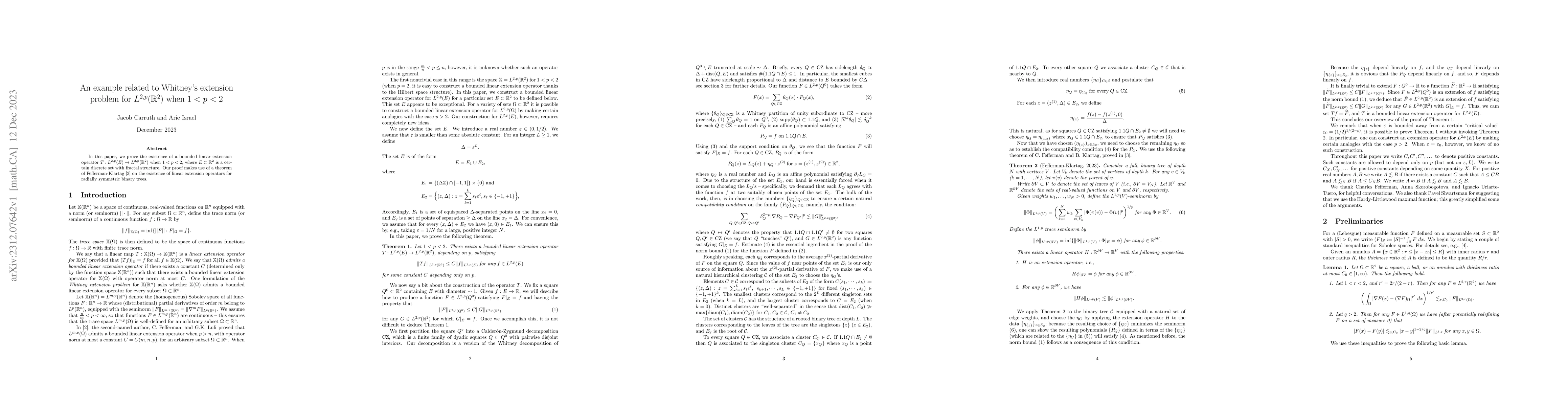Thumbnail for An example related to Whitney's extension problem for
  $L^{2,p}(\mathbb{R}^2)$ when $1<p<2$