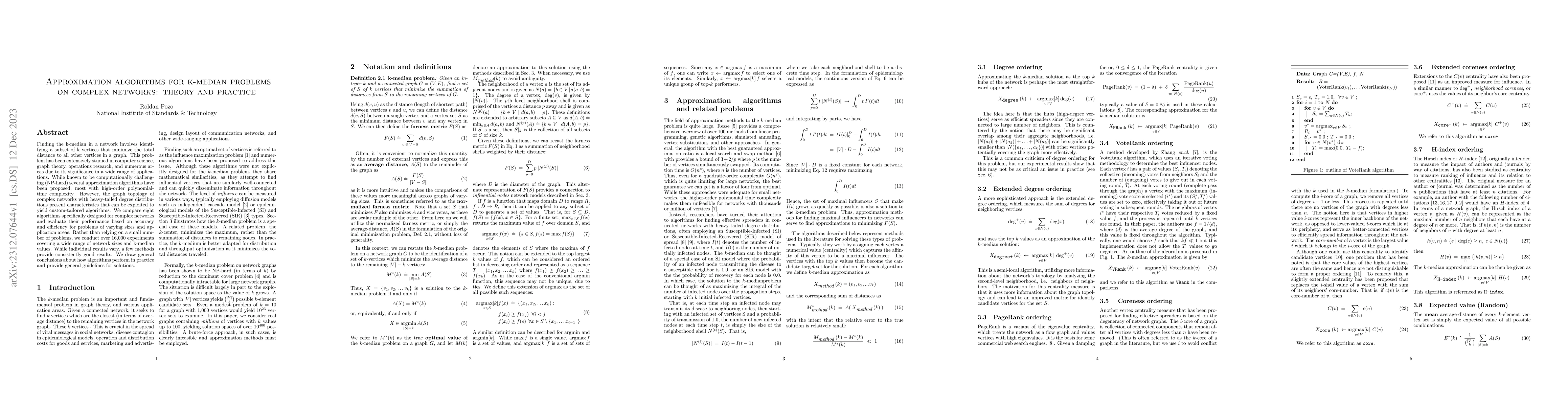 Thumbnail for Approximation algorithms for k-median problems on complex networks:
  theory and practice