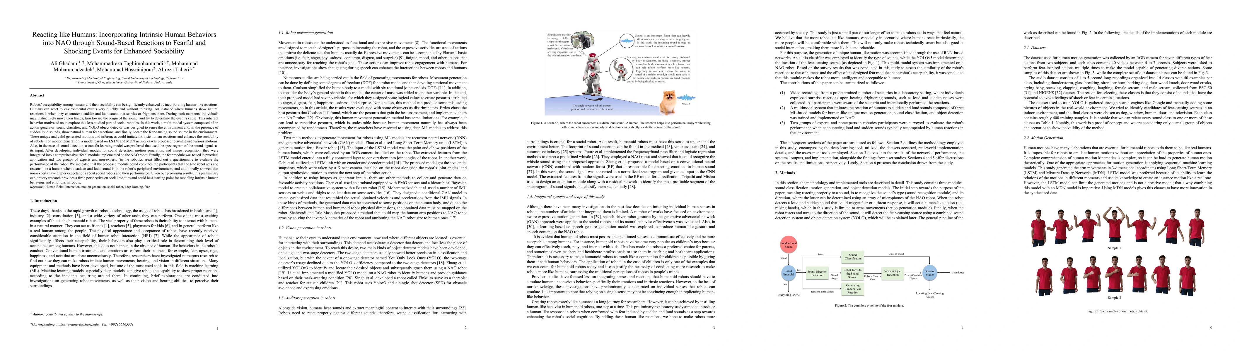 Thumbnail for Reacting like Humans: Incorporating Intrinsic Human Behaviors into NAO
  through Sound-Based Reactions to Fearful and Shocking Events for Enhanced
  Sociability