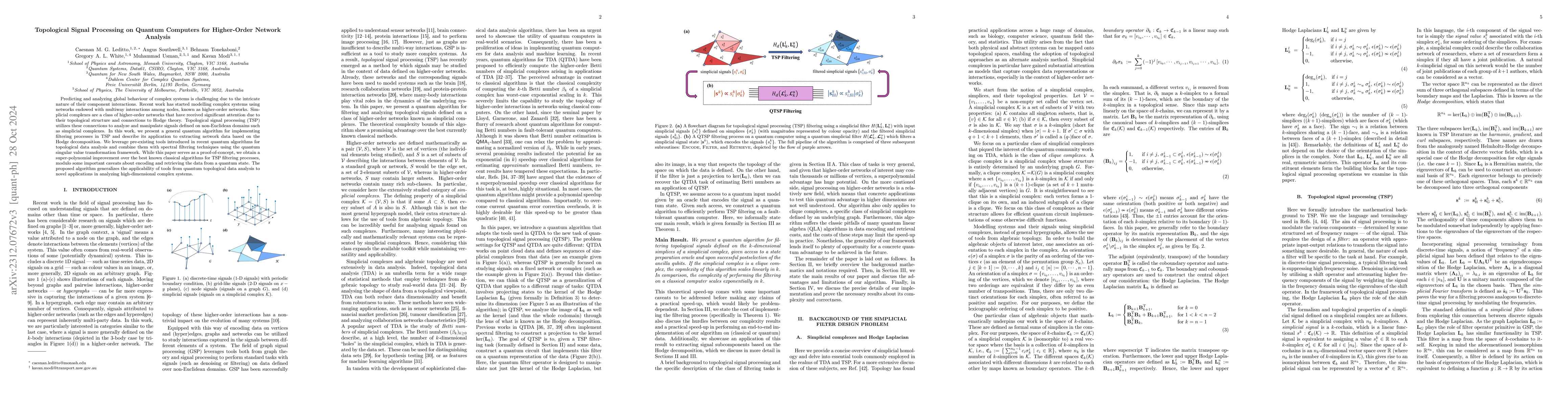 Thumbnail for Topological Signal Processing on Quantum Computers for Higher-Order
  Network Analysis