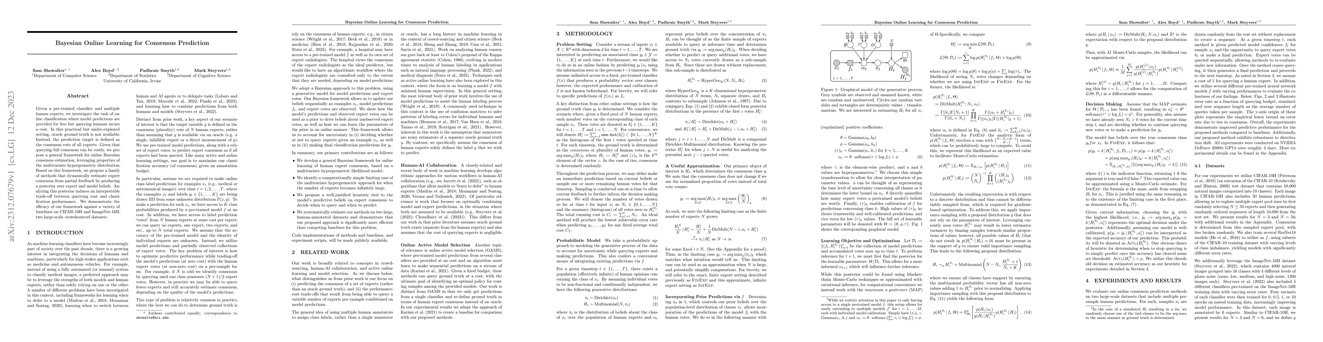 Thumbnail for Bayesian Online Learning for Consensus Prediction