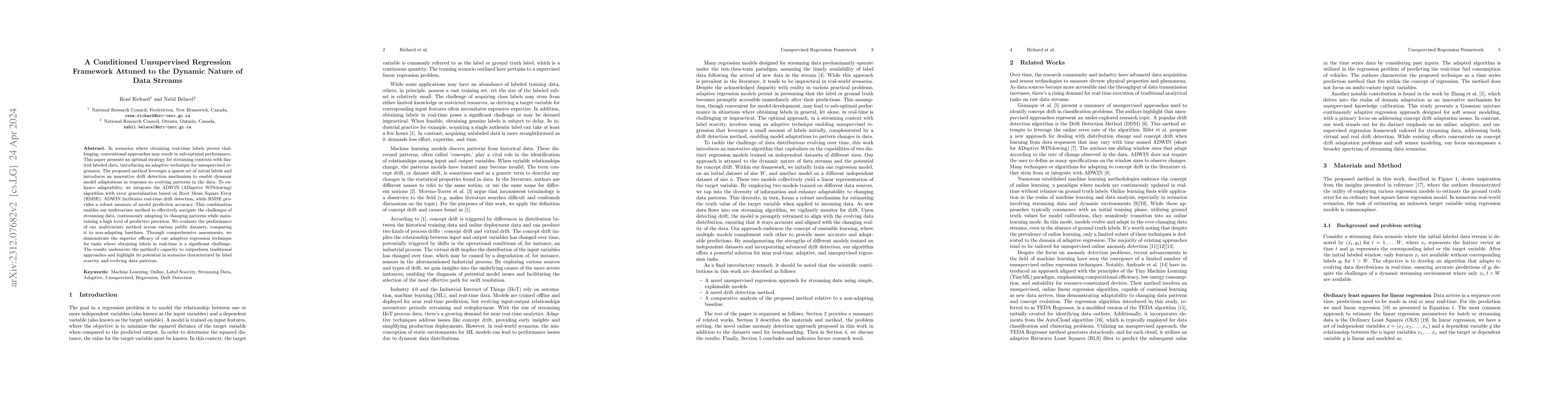 Thumbnail for A Conditioned Unsupervised Regression Framework Attuned to the Dynamic
  Nature of Data Streams