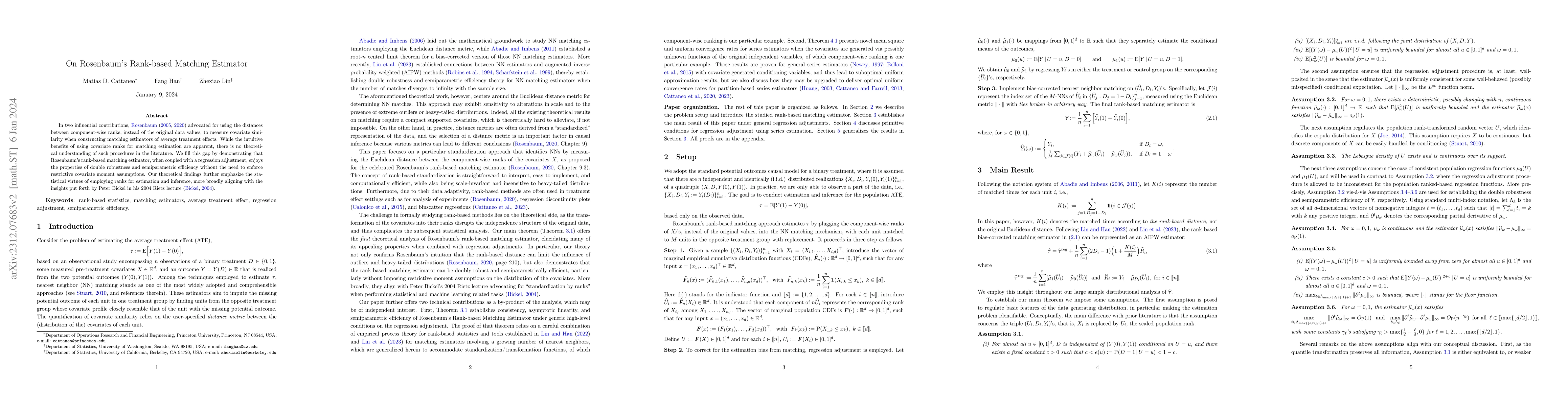 Thumbnail for On Rosenbaum's Rank-based Matching Estimator