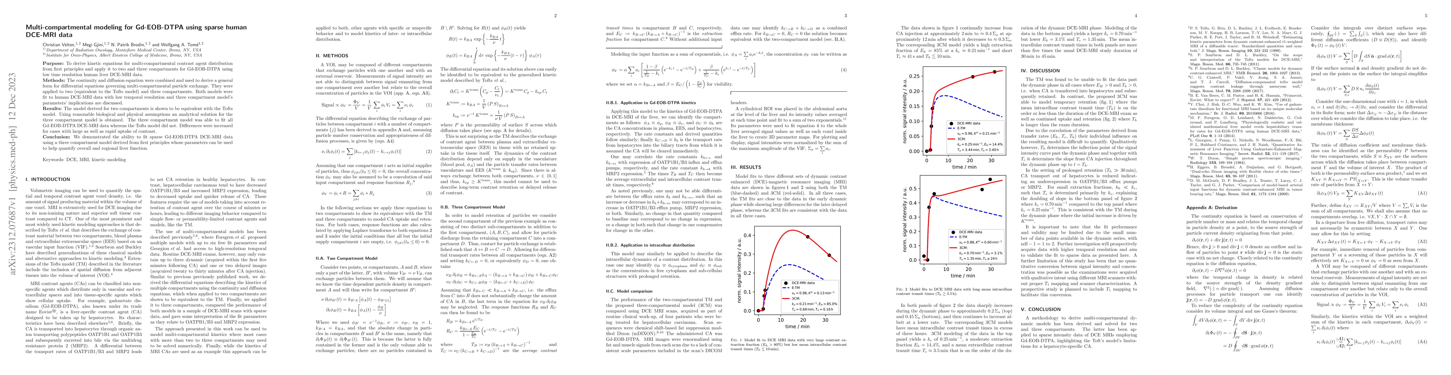 Thumbnail for Multi-compartmental modeling for Gd-EOB-DTPA using sparse human DCE-MRI
  data