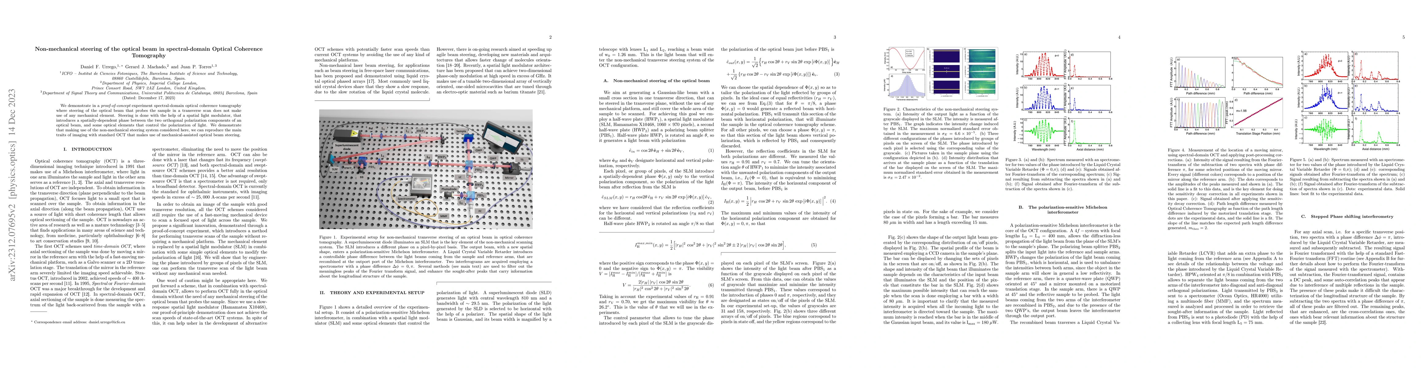 Thumbnail for Non-mechanical steering of the optical beam in spectral-domain Optical
  Coherence Tomography
