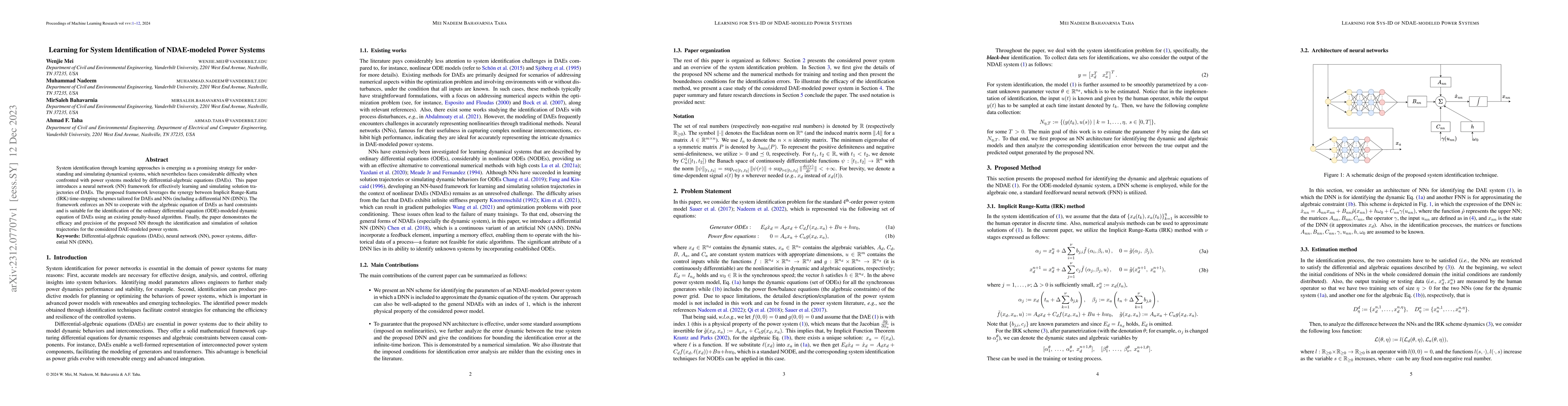 Thumbnail for Learning for System Identification of NDAE-modeled Power Systems