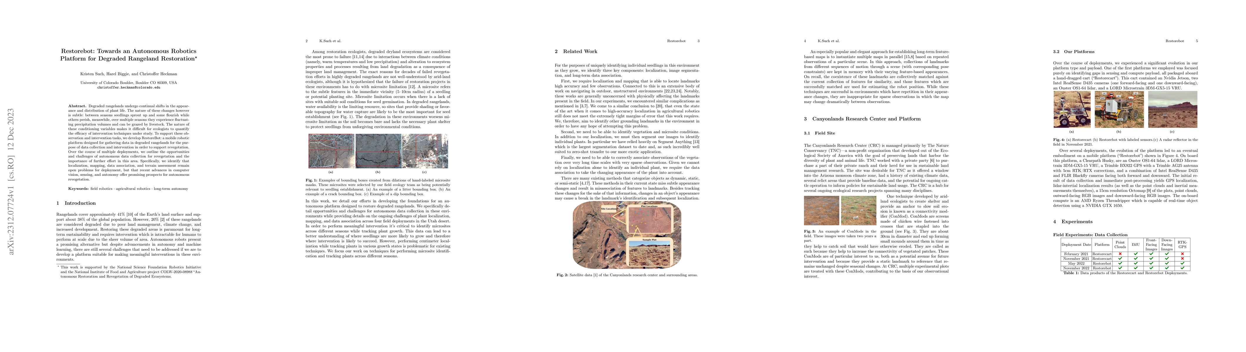 Thumbnail for Restorebot: Towards an Autonomous Robotics Platform for Degraded
  Rangeland Restoration