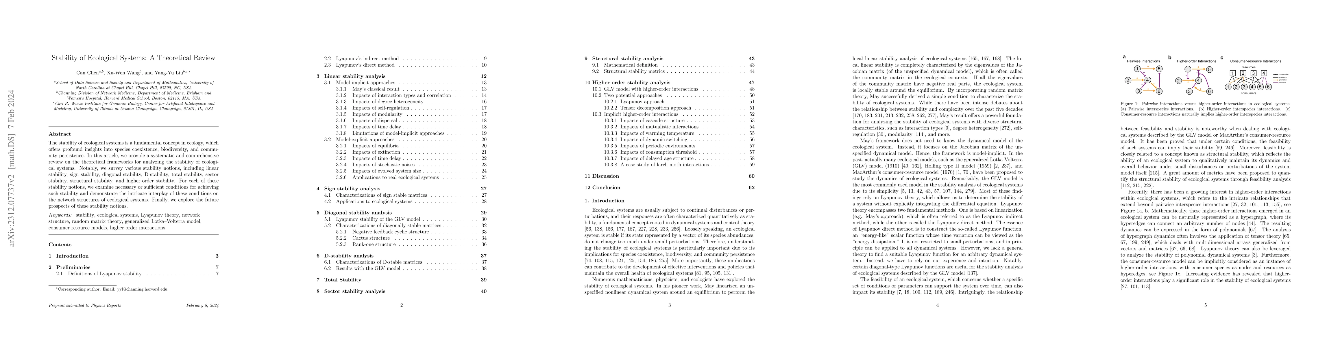 Thumbnail for Stability of Ecological Systems: A Theoretical Review