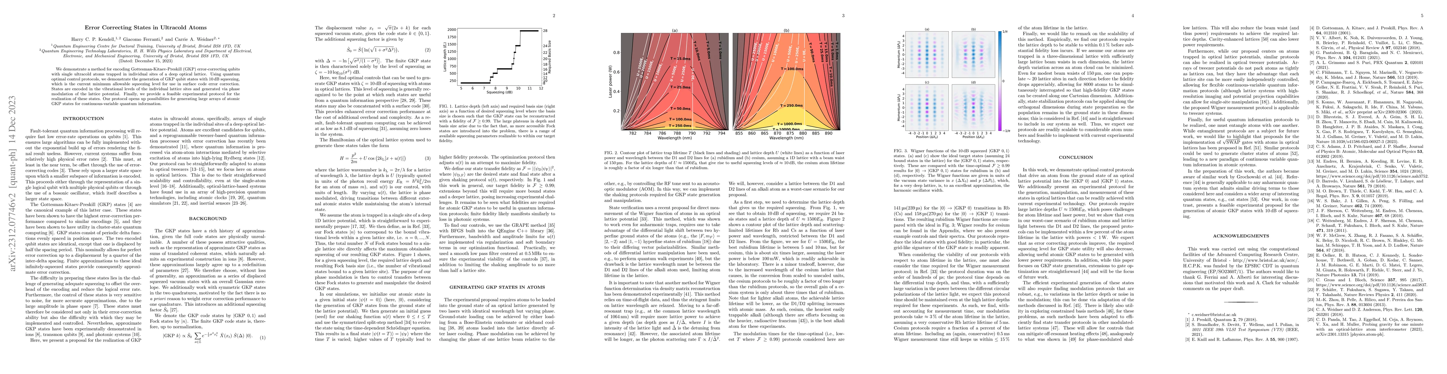 Thumbnail for Error Correcting States in Ultracold Atoms