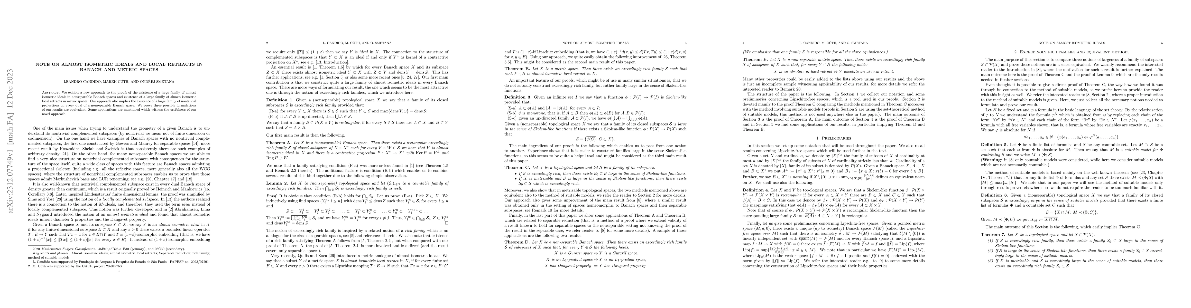 Thumbnail for Note on almost isometric ideals and local retracts in Banach and metric
  spaces