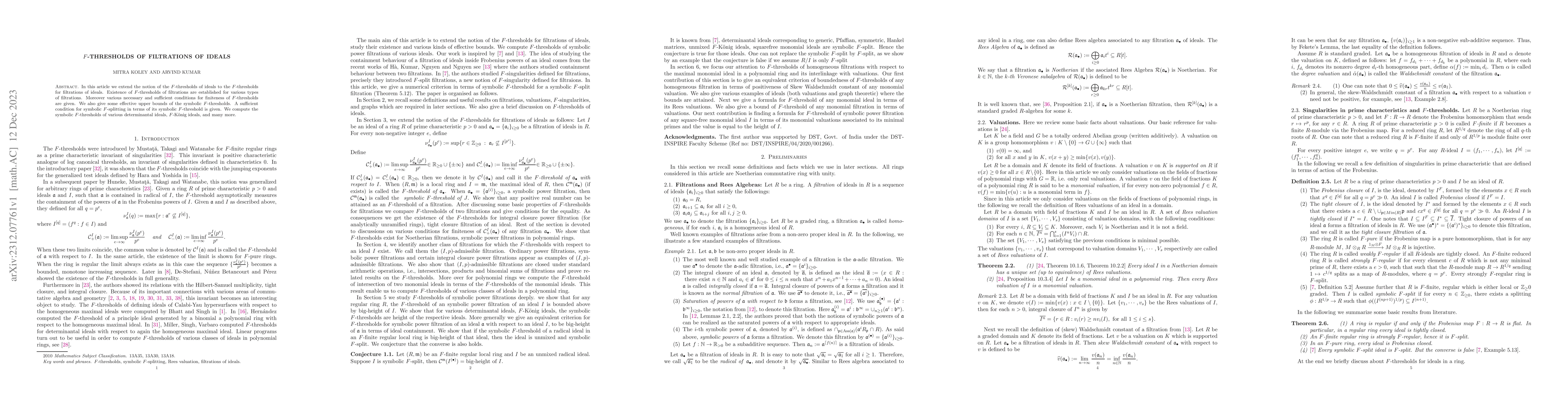Thumbnail for $F$-thresholds of filtrations of ideals