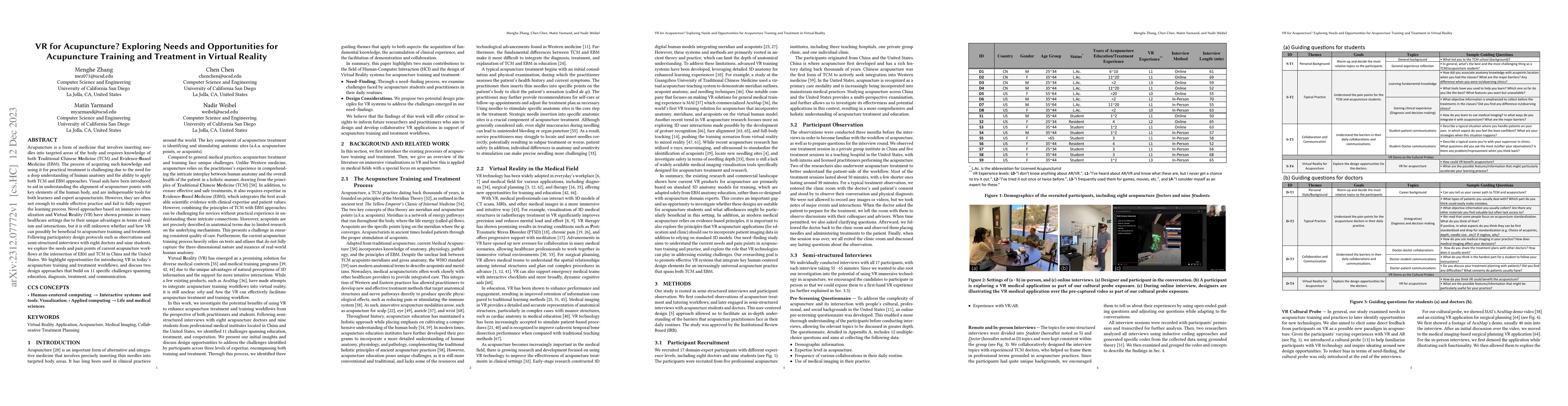Thumbnail for VR for Acupuncture? Exploring Needs and Opportunities for Acupuncture
  Training and Treatment in Virtual Reality