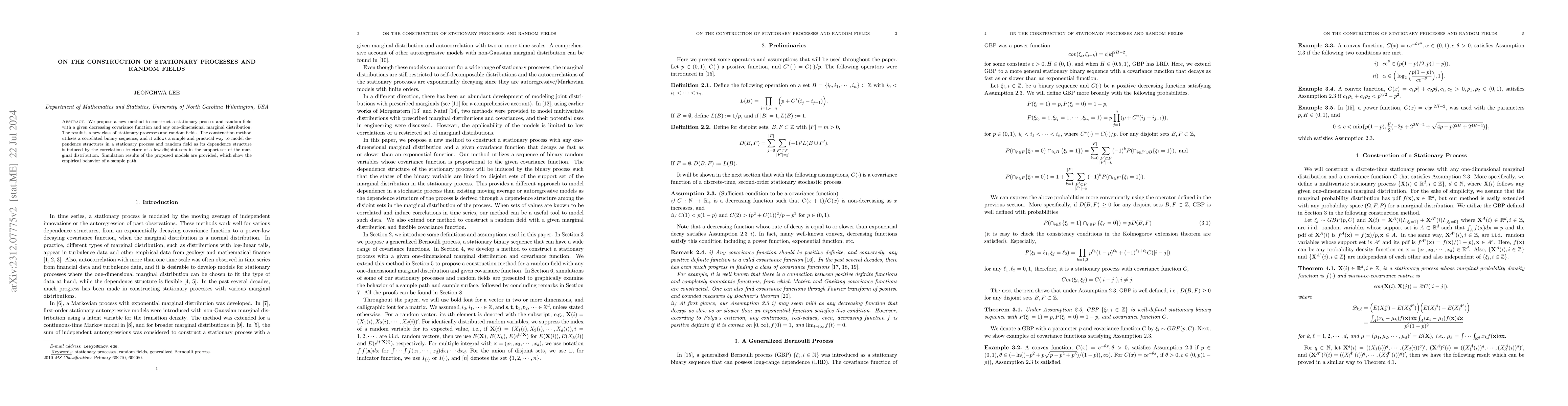 Thumbnail for On the construction of stationary processes and random fields