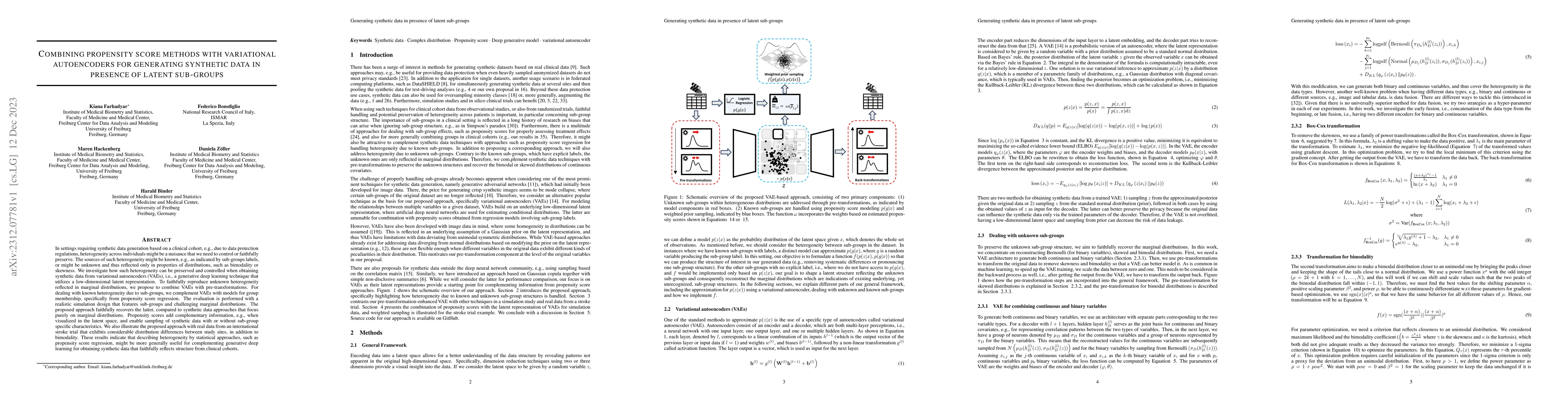 Thumbnail for Combining propensity score methods with variational autoencoders for
  generating synthetic data in presence of latent sub-groups