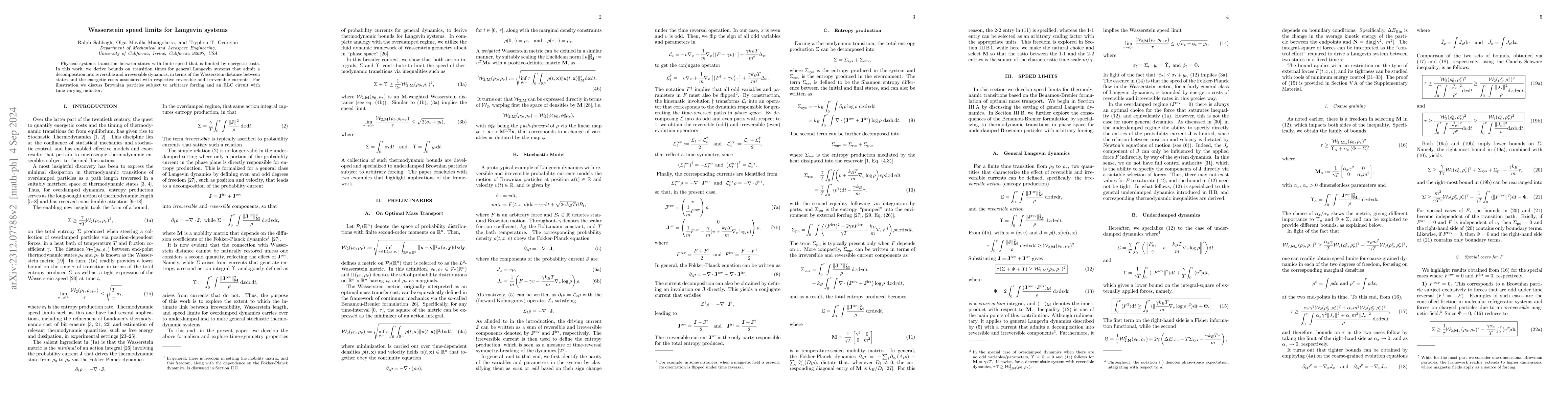 Thumbnail for Wasserstein speed limits for Langevin systems