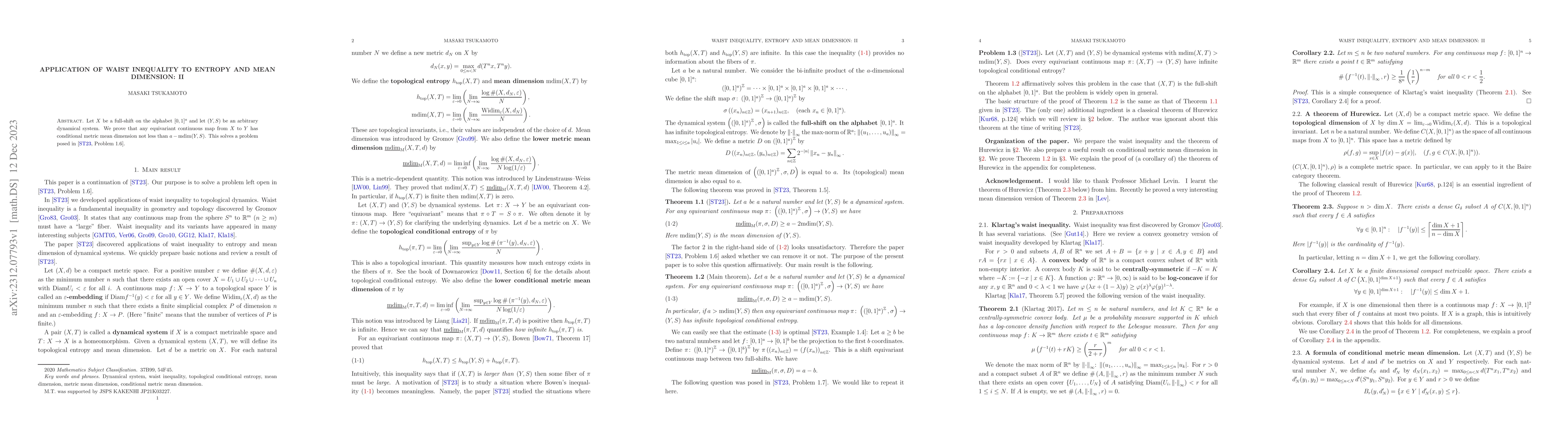 Thumbnail for Application of waist inequality to entropy and mean dimension: II