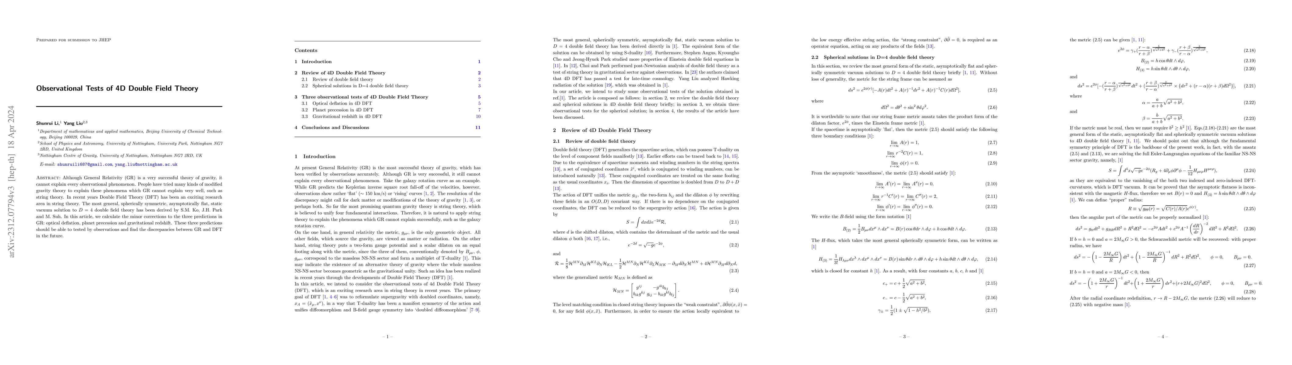 Thumbnail for Observational Tests of 4D Double Field Theory