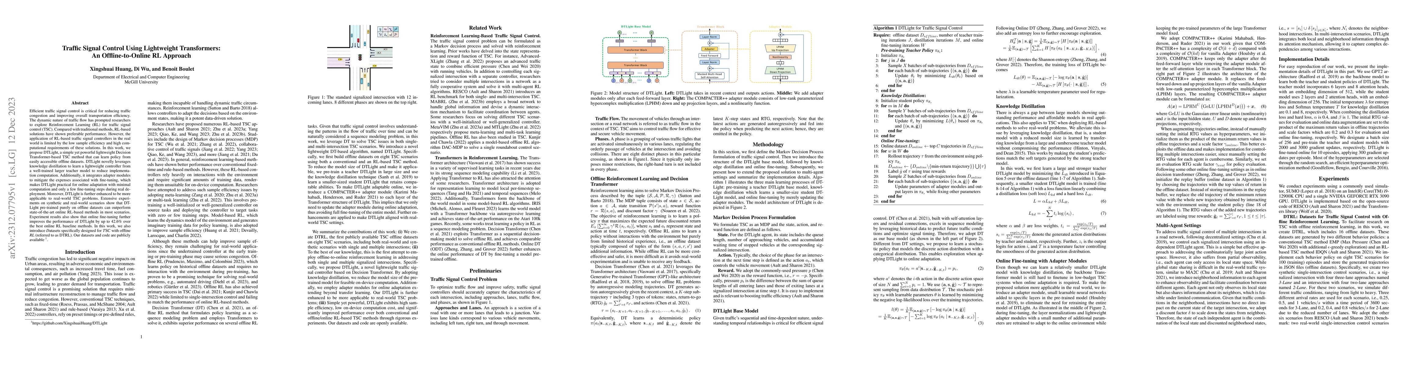 Thumbnail for Traffic Signal Control Using Lightweight Transformers: An
  Offline-to-Online RL Approach