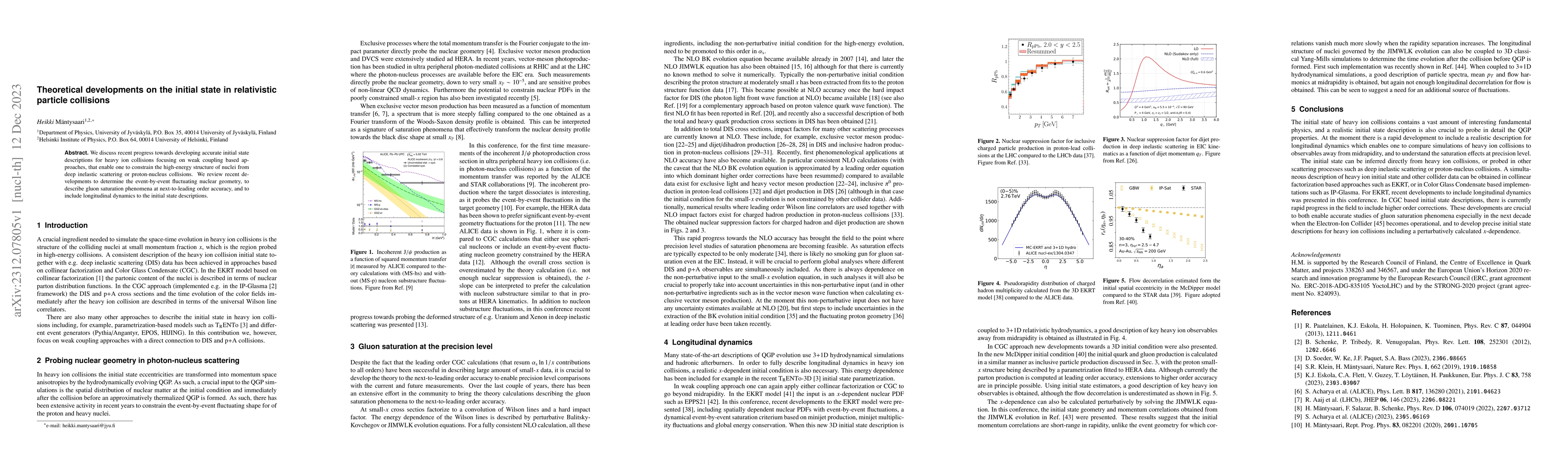 Thumbnail for Theoretical developments on the initial state in relativistic particle
  collisions