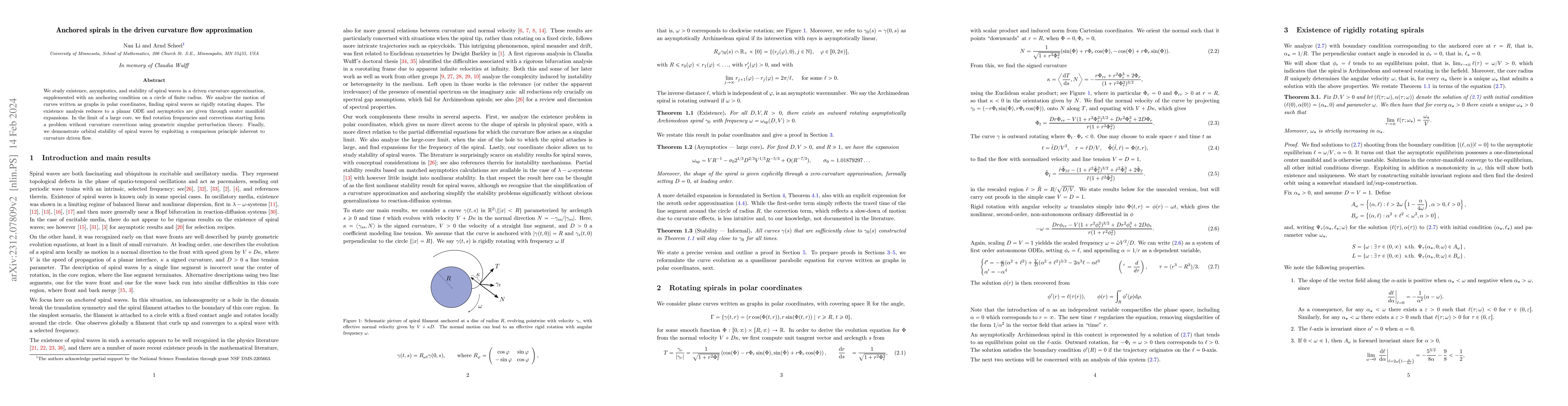 Thumbnail for Anchored spirals in the driven curvature flow approximation