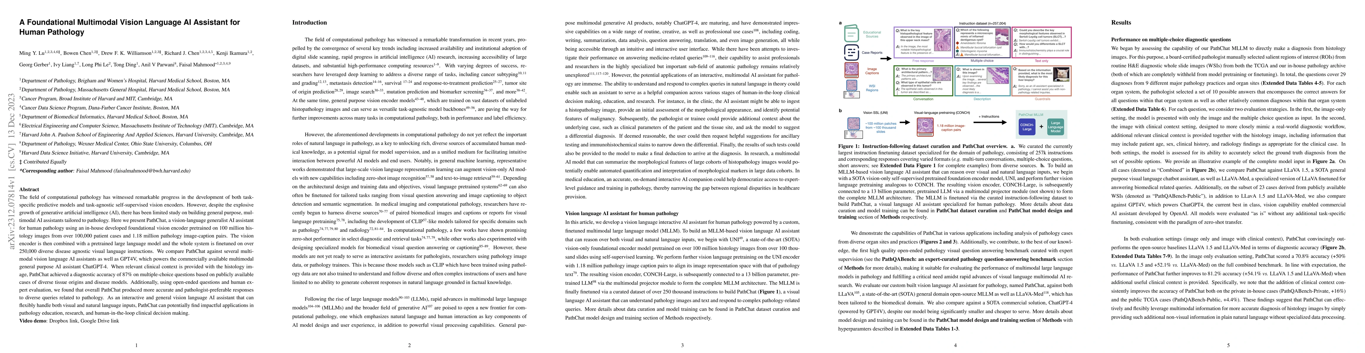 Thumbnail for A Foundational Multimodal Vision Language AI Assistant for Human
  Pathology