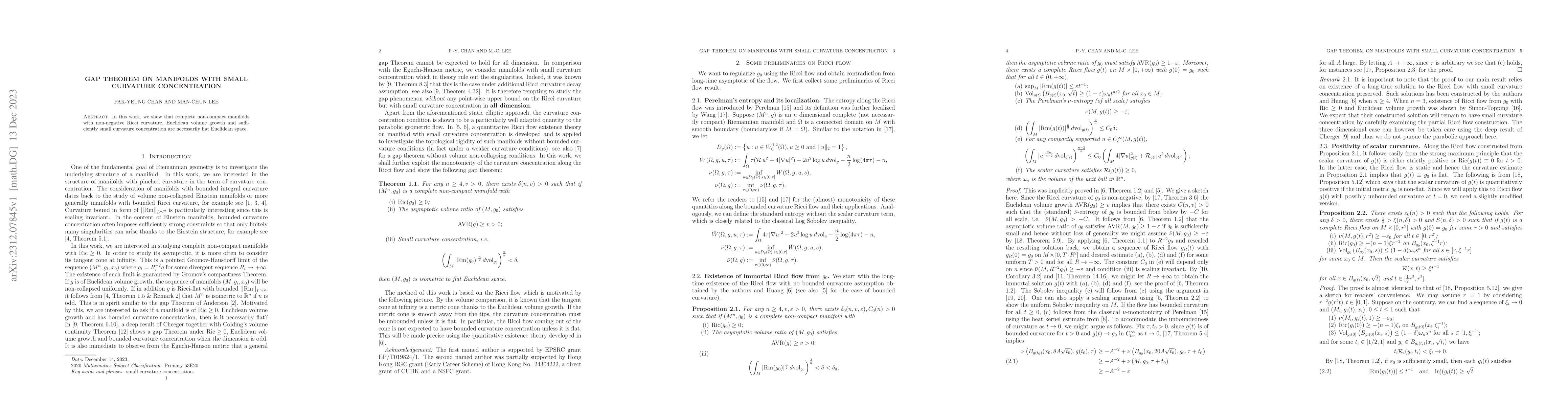 Thumbnail for Gap Theorem on manifolds with small curvature concentration