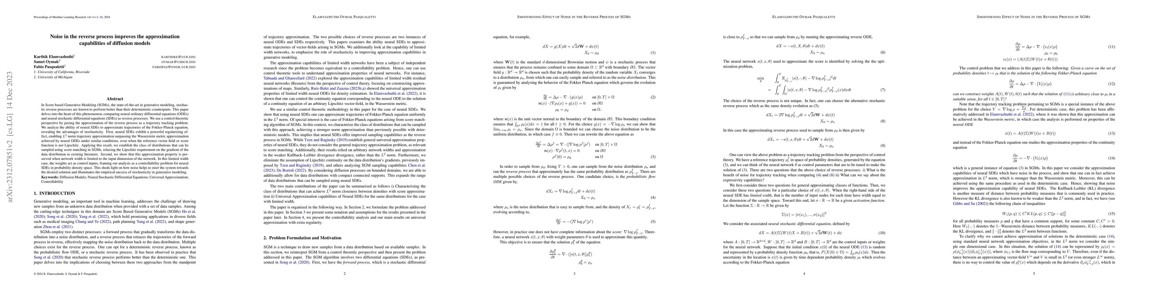 Thumbnail for Noise in the reverse process improves the approximation capabilities of
  diffusion models