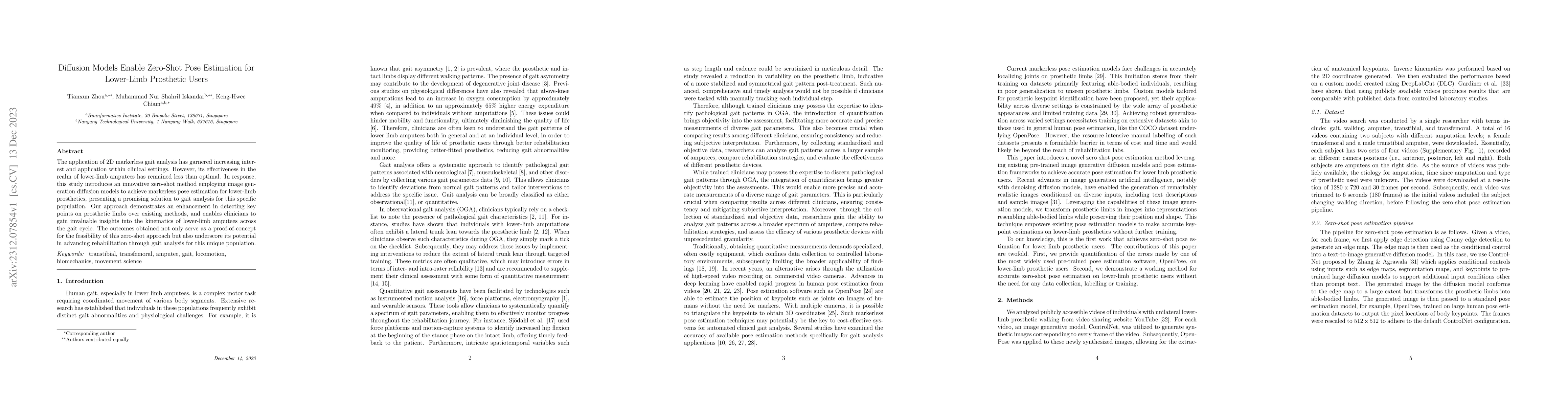 Thumbnail for Diffusion Models Enable Zero-Shot Pose Estimation for Lower-Limb
  Prosthetic Users