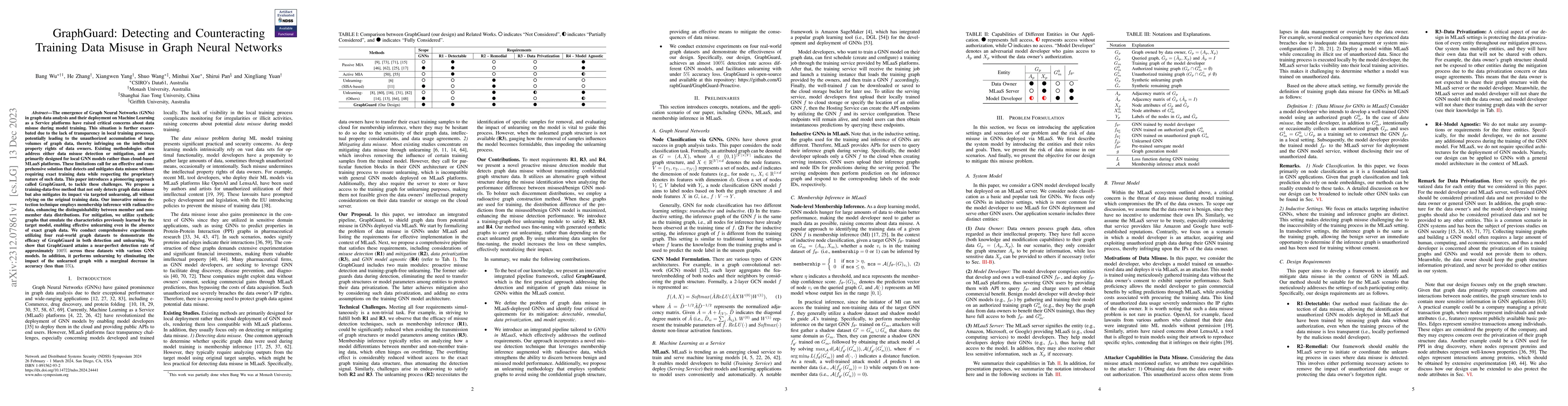 Thumbnail for GraphGuard: Detecting and Counteracting Training Data Misuse in Graph
  Neural Networks