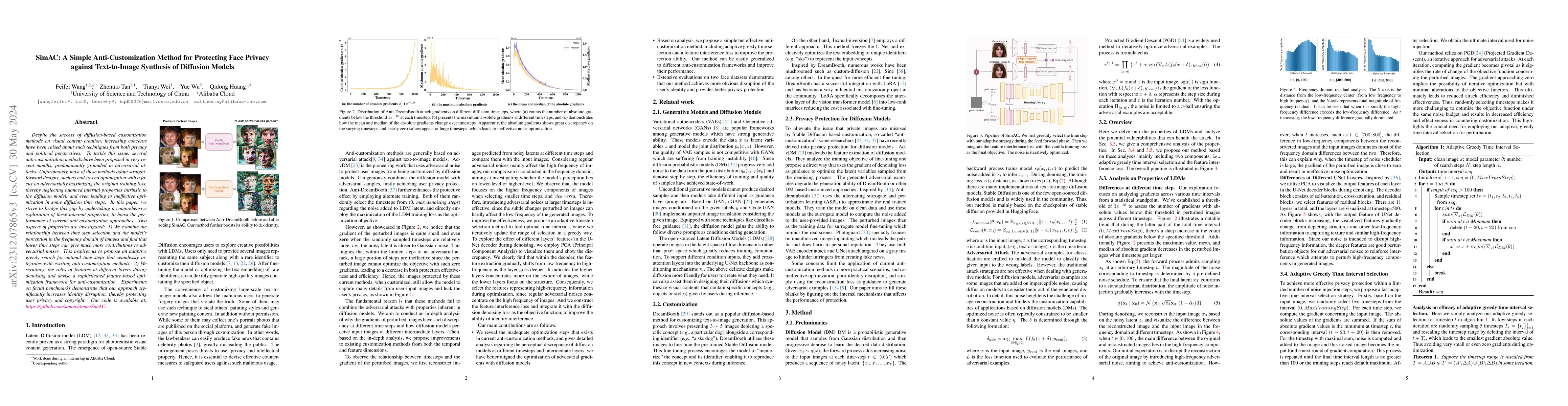 Thumbnail for SimAC: A Simple Anti-Customization Method for Protecting Face Privacy
  against Text-to-Image Synthesis of Diffusion Models