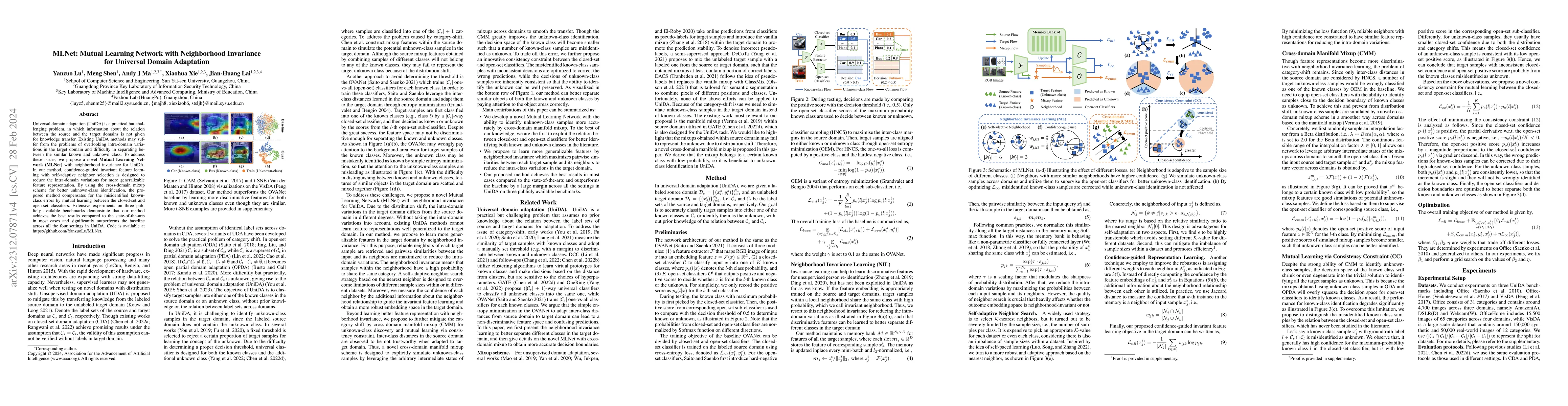 Thumbnail for MLNet: Mutual Learning Network with Neighborhood Invariance for
  Universal Domain Adaptation