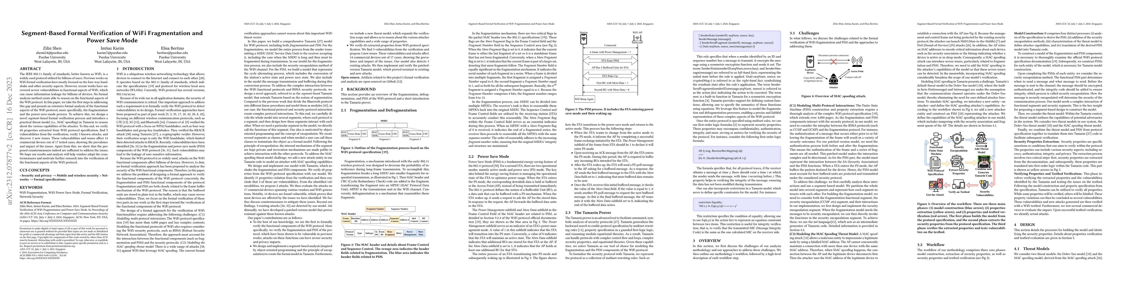Thumbnail for Segment-Based Formal Verification of WiFi Fragmentation and Power Save
  Mode