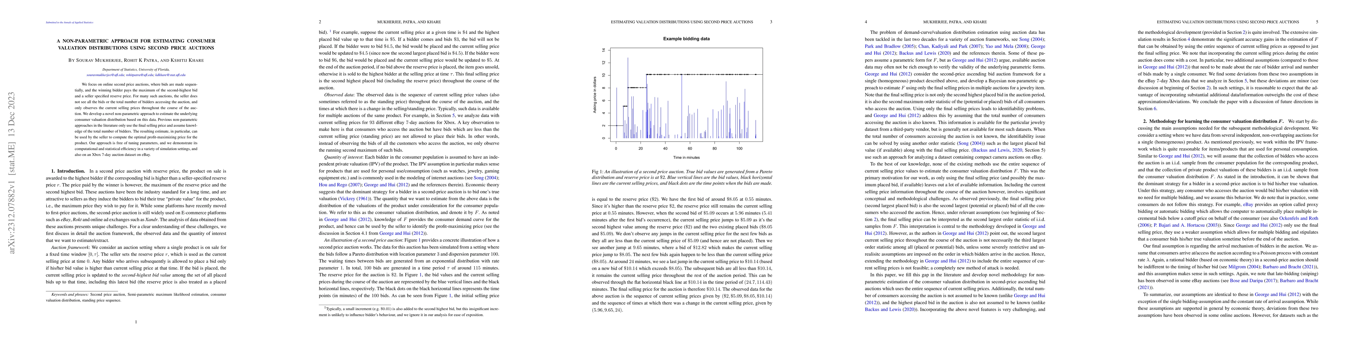 Thumbnail for A non-parametric approach for estimating consumer valuation
  distributions using second price auctions