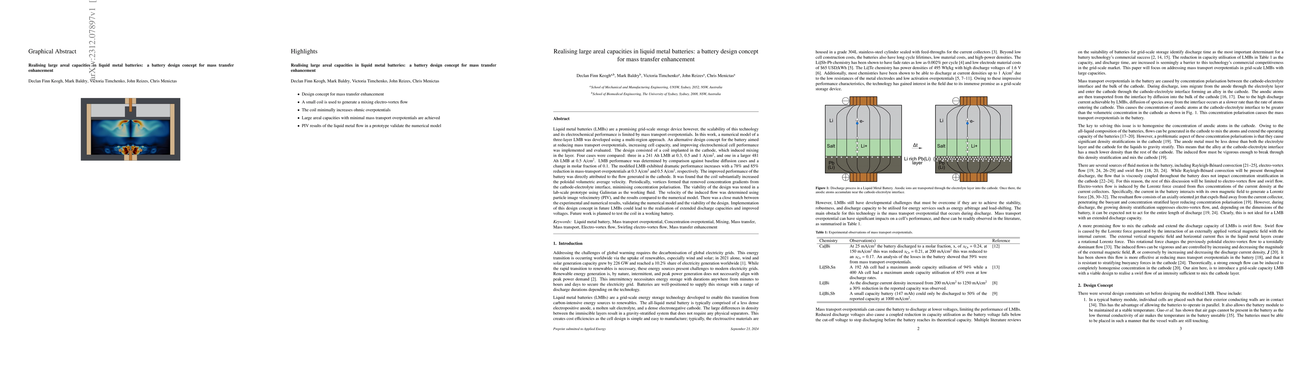 Thumbnail for Realising large areal capacities in liquid metal batteries: a battery
  design concept for mass transfer enhancement