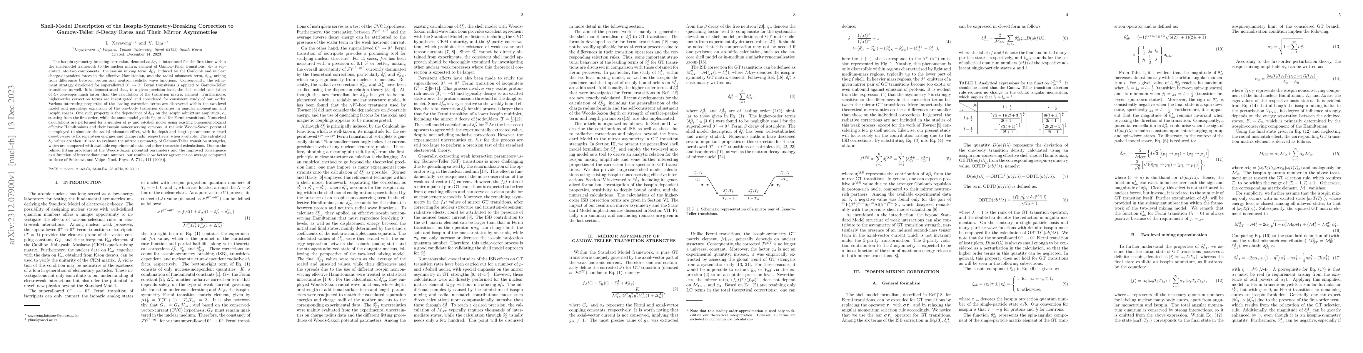 Thumbnail for Shell-Model Description of the Isospin-Symmetry-Breaking Correction to
  Gamow-Teller $\beta$-Decay Rates and Their Mirror Asymmetries