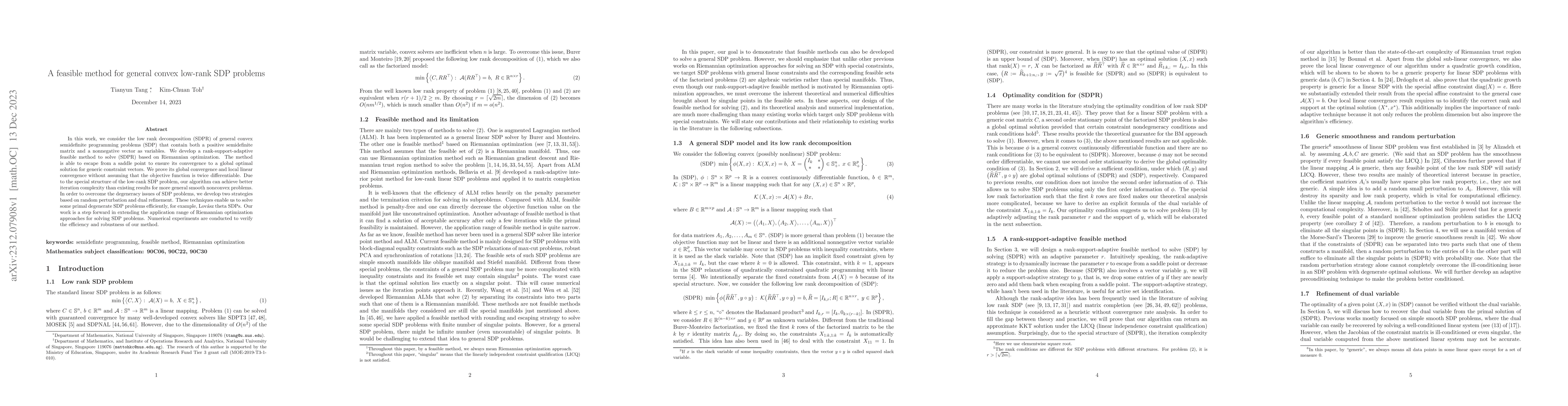 Thumbnail for A feasible method for general convex low-rank SDP problems