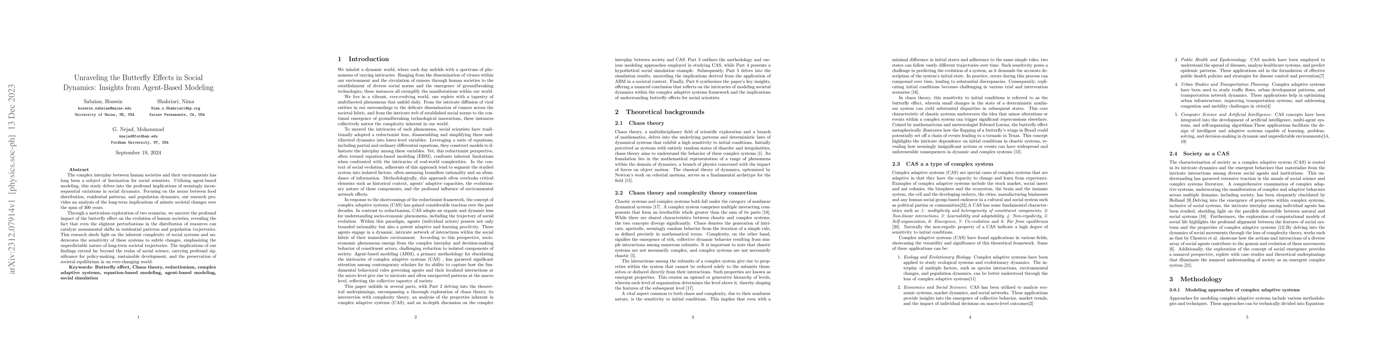 Thumbnail for Unraveling the Butterfly Effects in Social Dynamics: Insights from
  Agent-Based Modeling