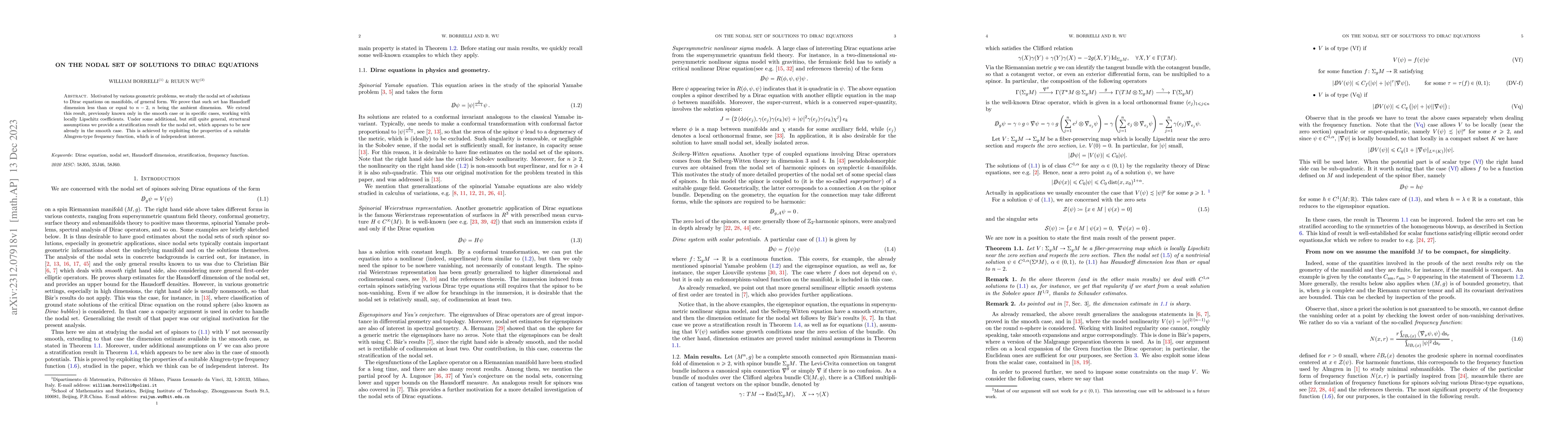 Thumbnail for On the nodal set of solutions to Dirac equations